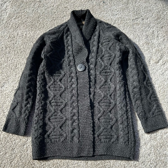 Inis Craft 100% Merino Wool Gray Cardigan Size S - Picture 1 of 13